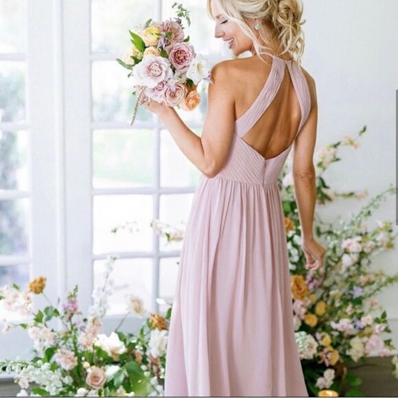 Revelry Dresses & Skirts - Revelry | McKenzie Chiffon Bridesmaid Maxi Dress in Rose Qartz, Size 4
